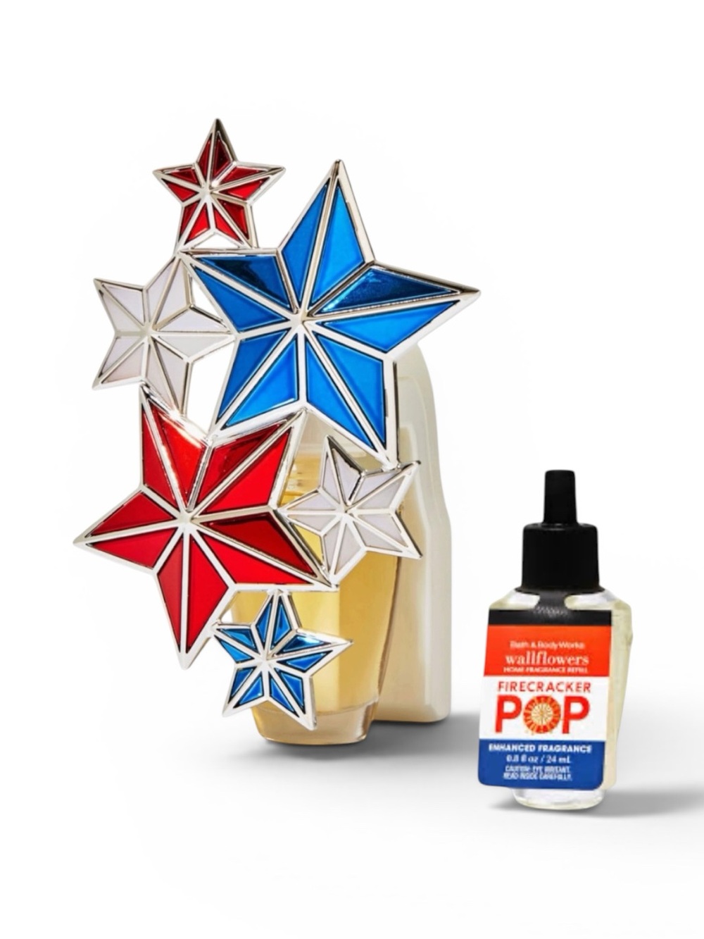 BBW Patriotic Stars Wallflower Nightlight Fragrance Plug & Firecracker Pop Set